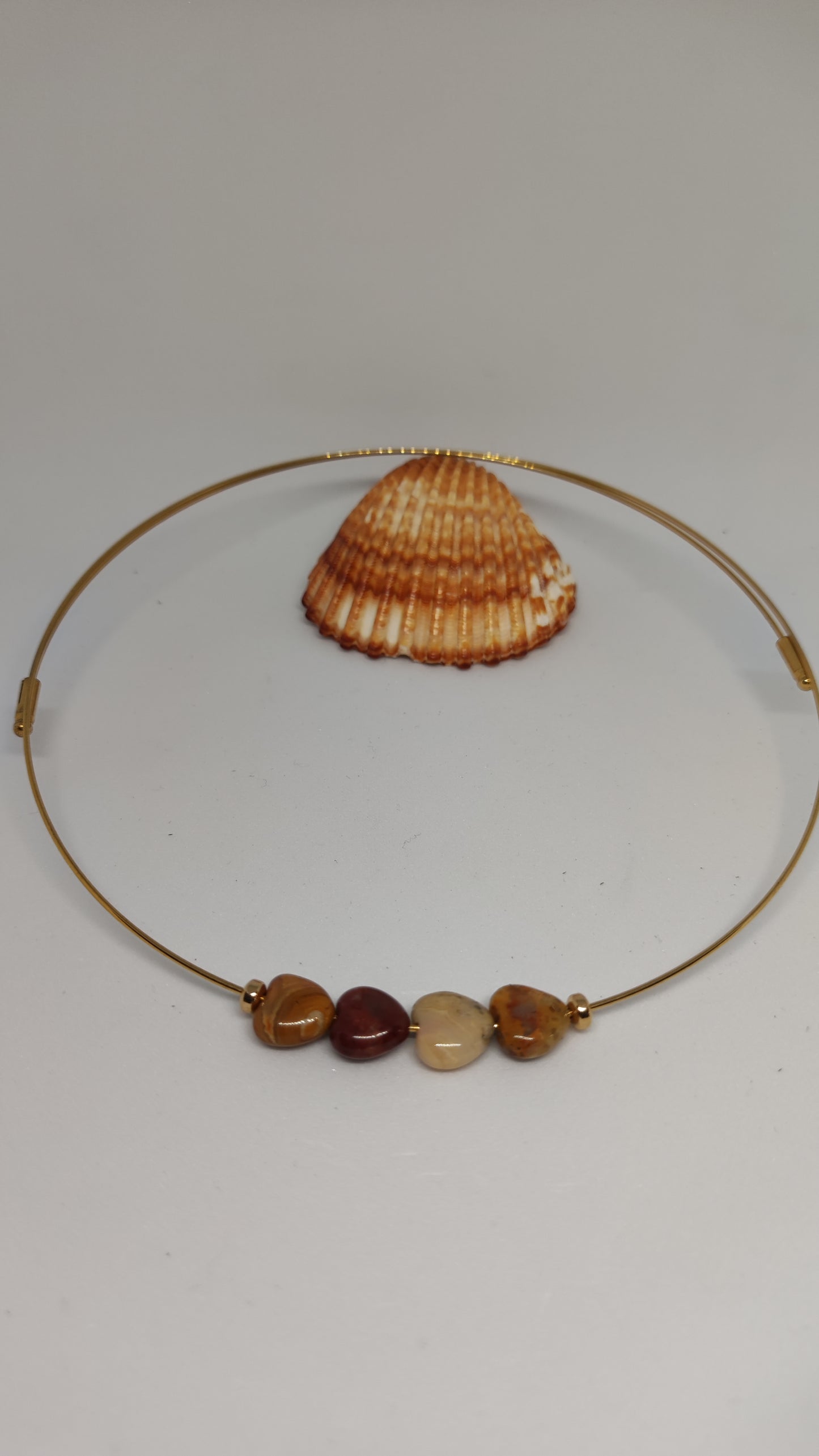 Création Unique Ras-de-cou plaqué or, accompagné de son Bracelet en Agate Dentelle