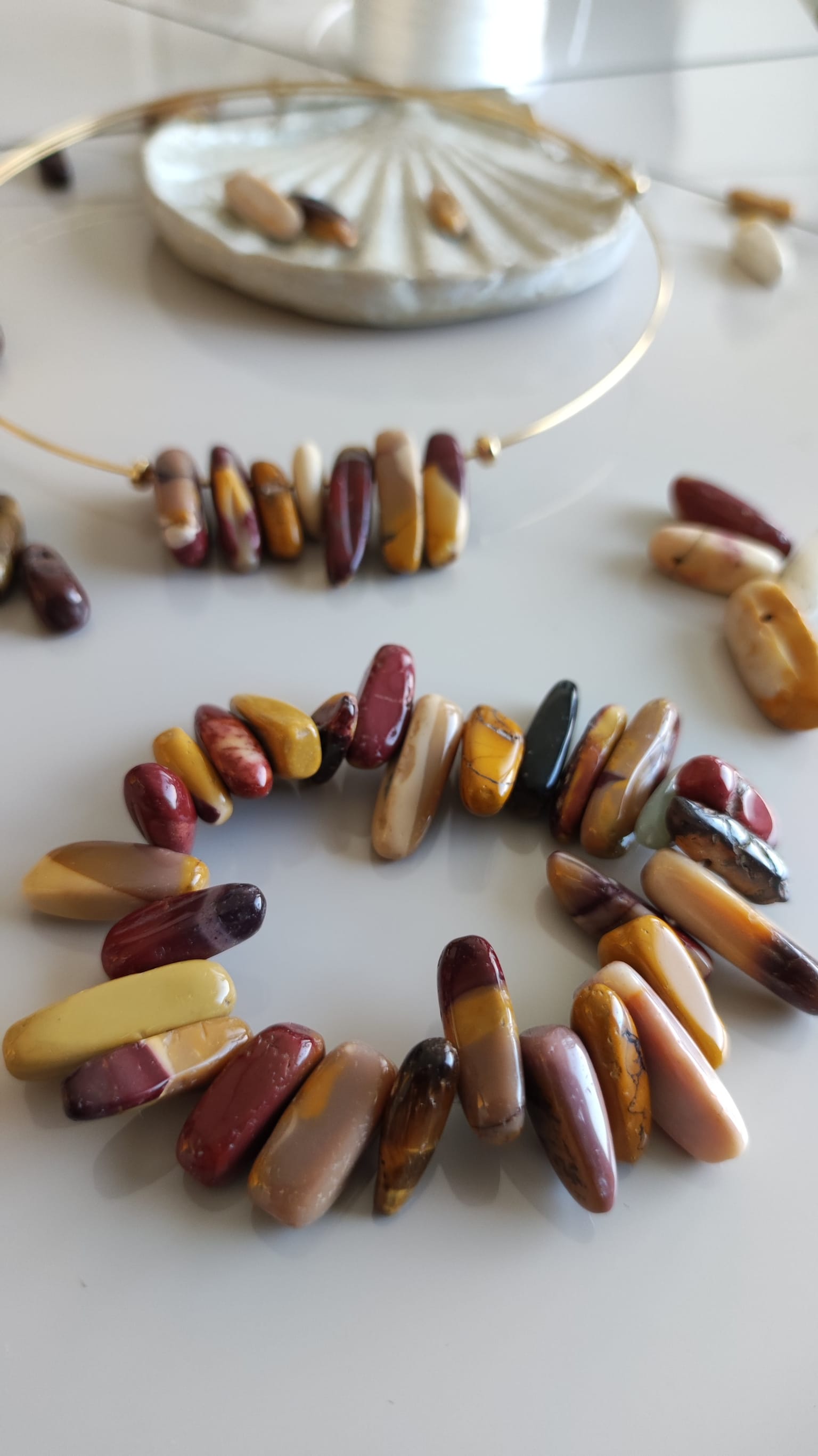 Ras de cou en Jaspe Mokaïte & Bracelet assorti