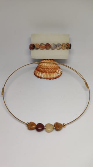 Ensemble Ras de cou & Bracelet en Agate Dentelle