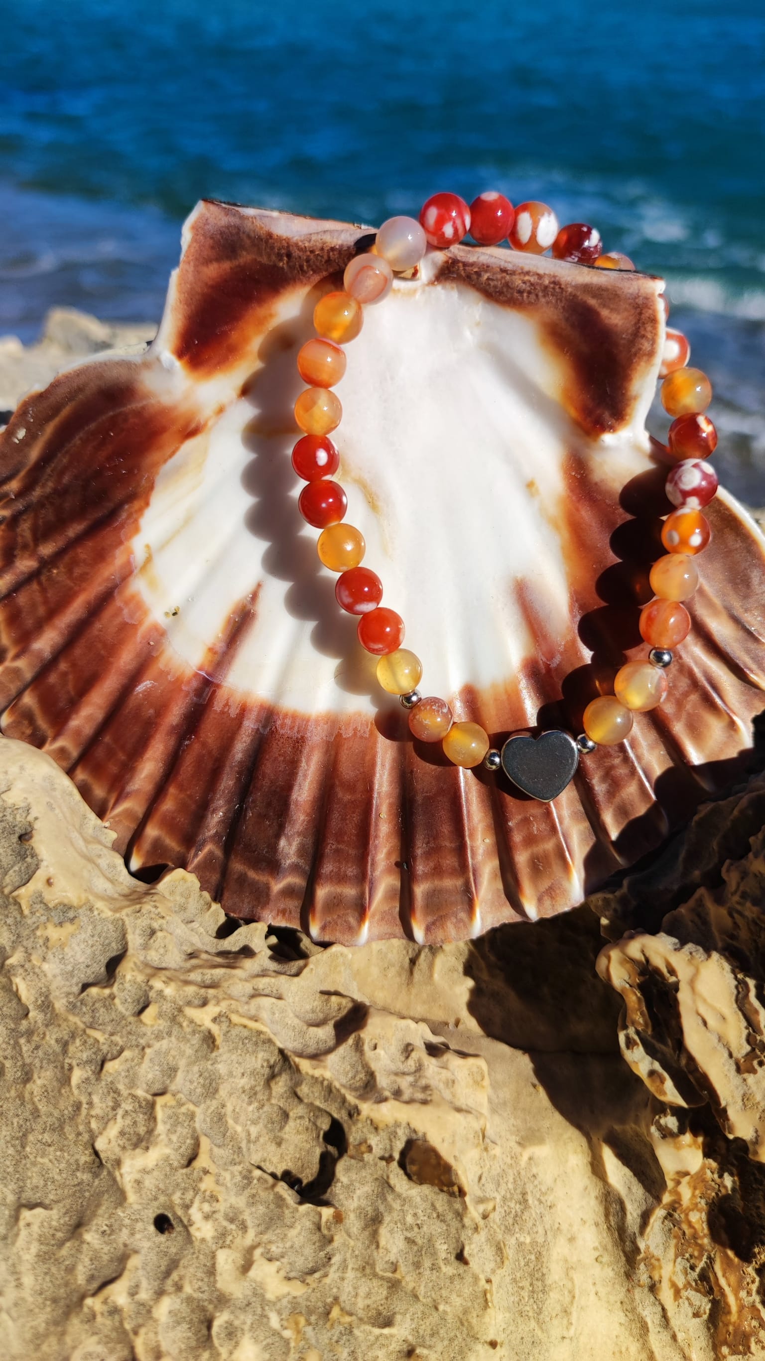 Bracelet Cornaline avec petit cœur