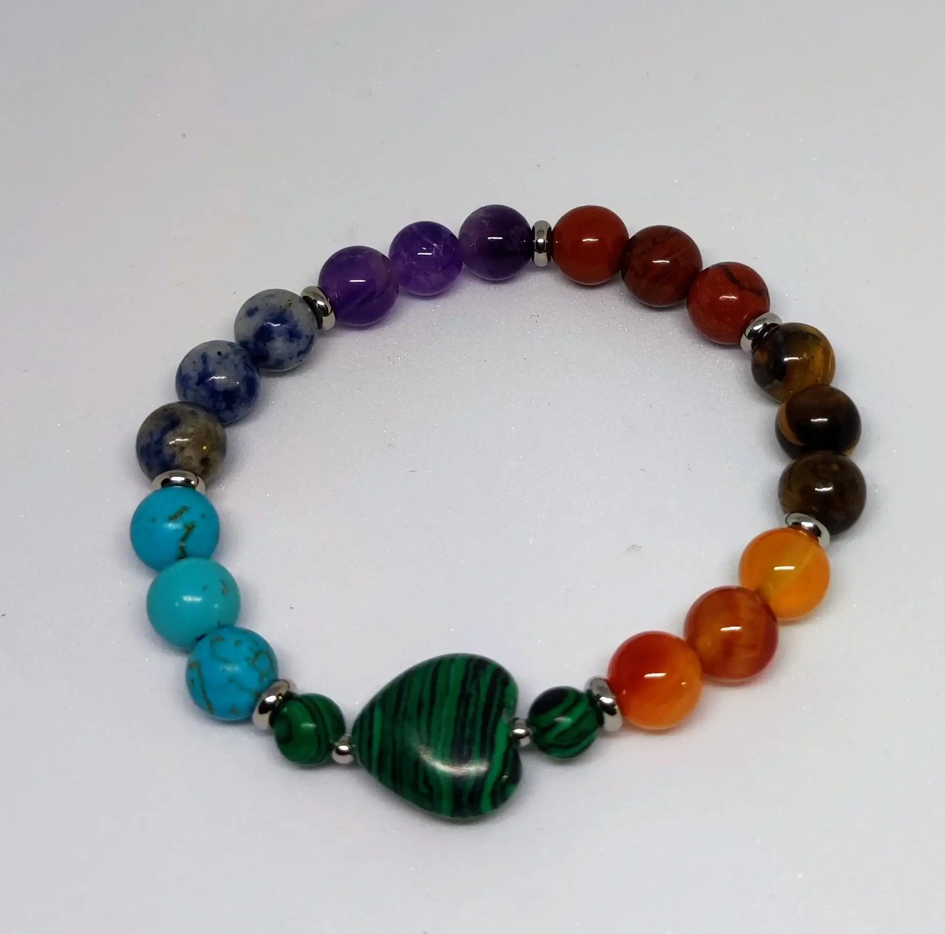 Bracelet chakras coeur malachite 8mm