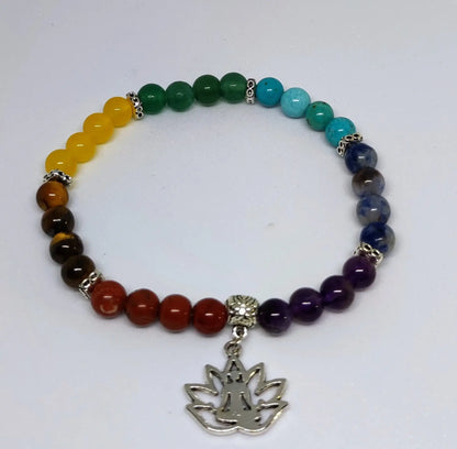 Bracelet chakras fleur de lotus 6mm