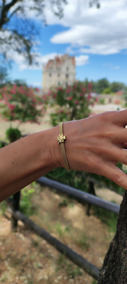 Bracelet Trèfle quatre feuilles en métal doré