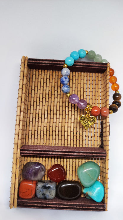 Coffret bracelet sept chakras avec ses pierres