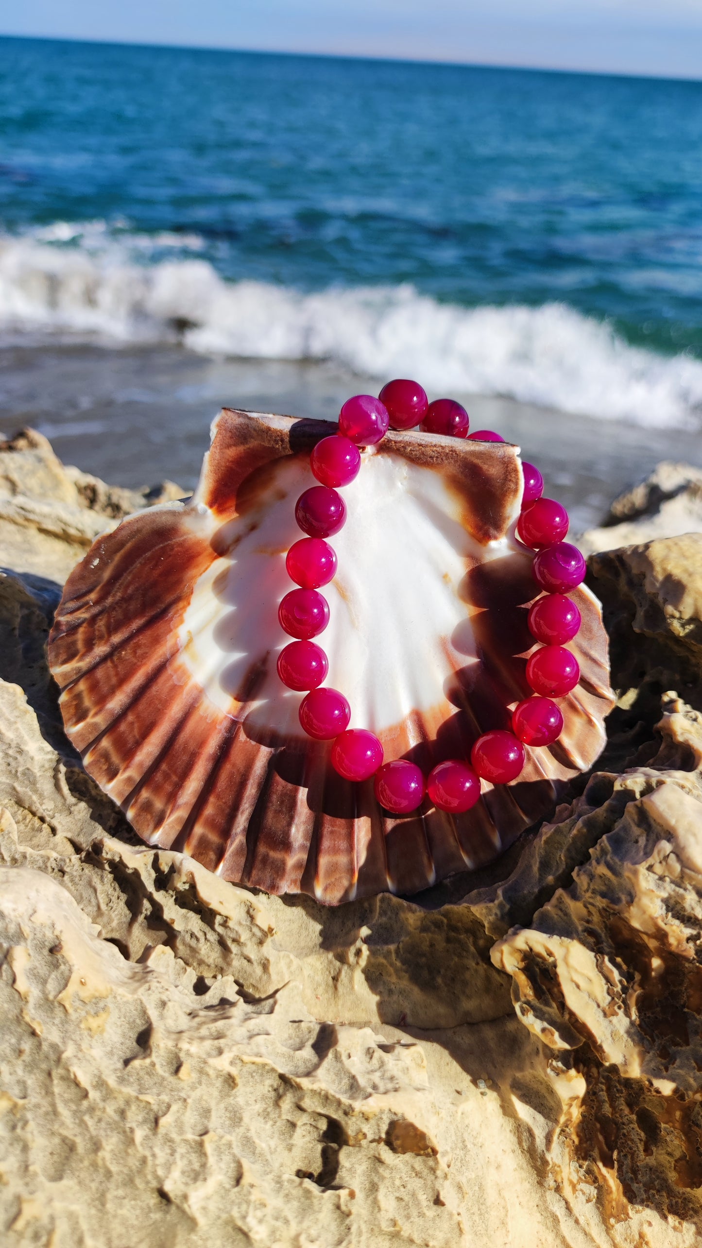 Bracelet agate fuchsia