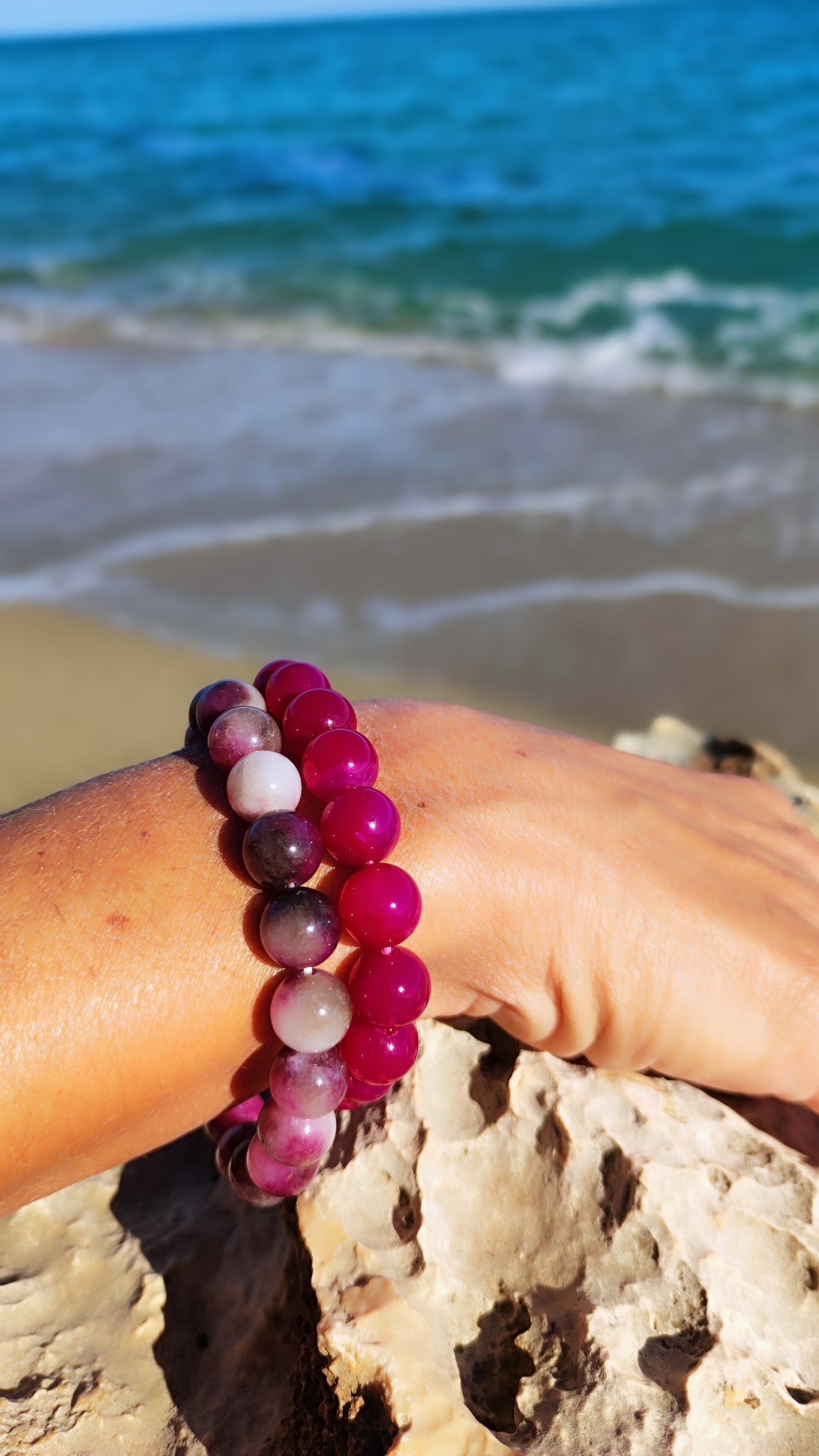 Bracelet agate fuchsia