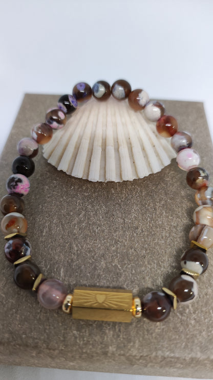 Coffret bracelet en Agate avec médaillon.