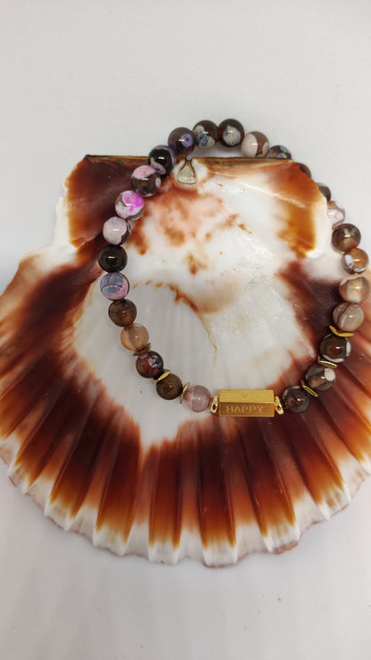 Coffret bracelet en Agate avec médaillon.