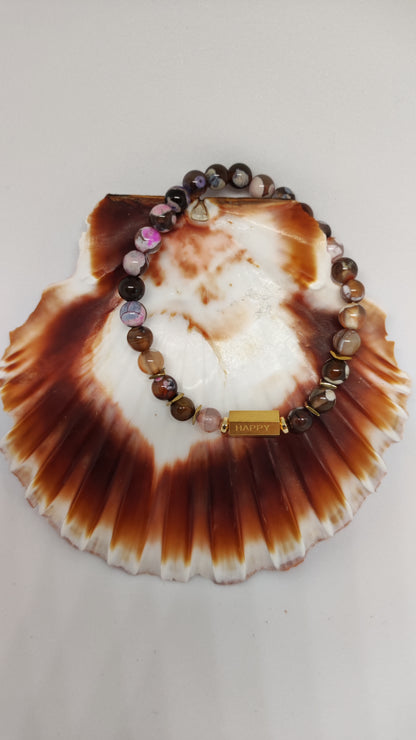 Coffret bracelet en Agate avec médaillon.